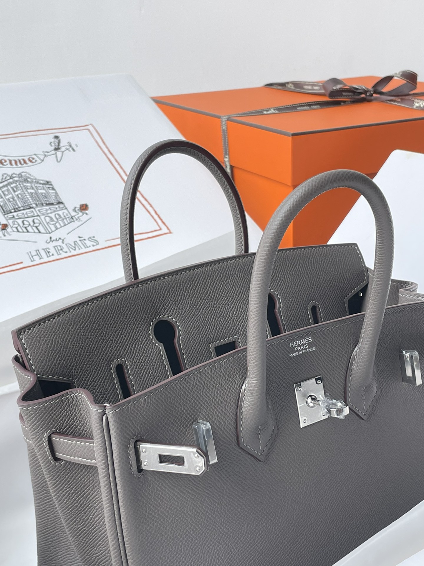 Hermes Birkin 25CM Epsom Leather Handbag Iron Grey